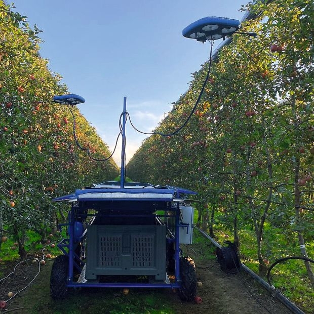 Latający, autonomiczny robot do zbioru owoców