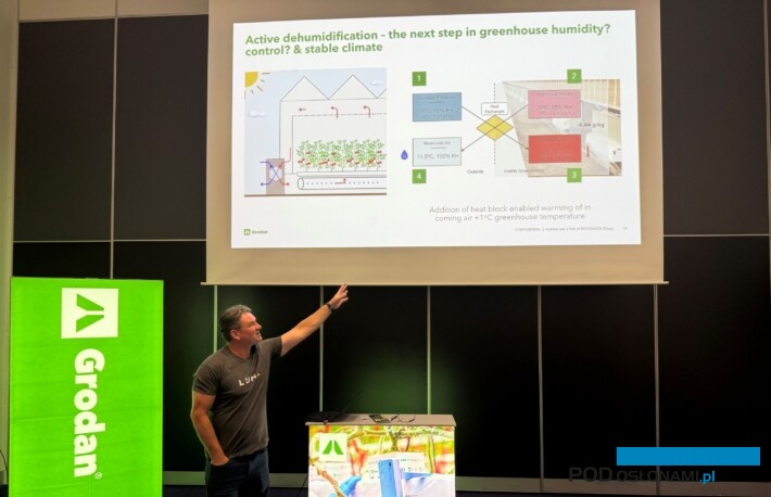 Andrew Lee z firmy Grodan podczas wykładu w czasie targów GreenTech (fot. Grodan)